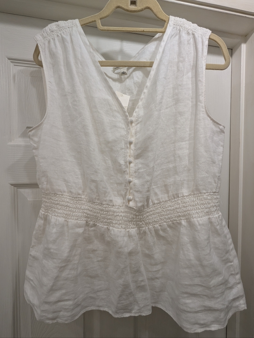 Banana Republic White 100% Linen Tank Top – Size L – NWT